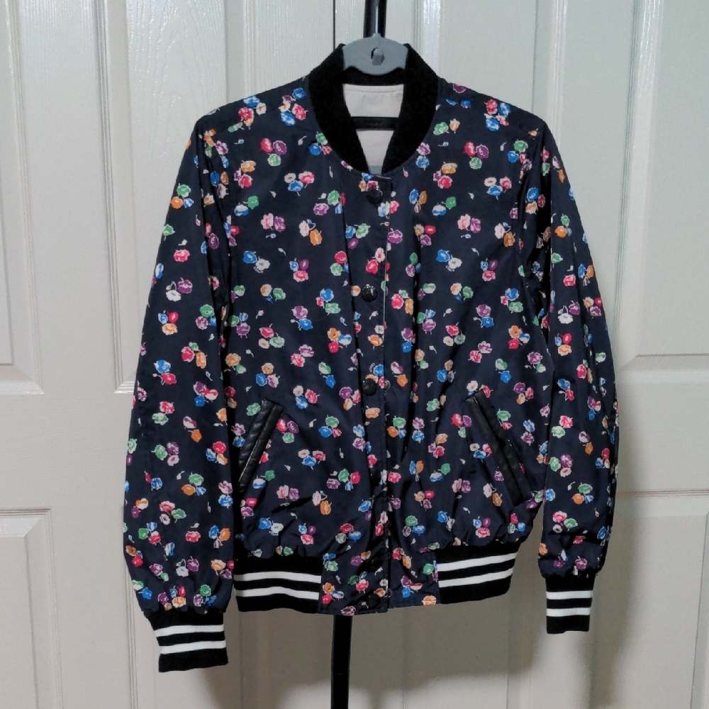Coach Reversible Jacket Colorful Floral To Neutral Beige Jacket. Medium, EUC